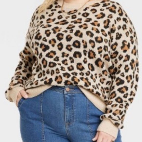 Crewneck Sweater size 3X Leopard Print Knox Rose New - Picture 5 of 5